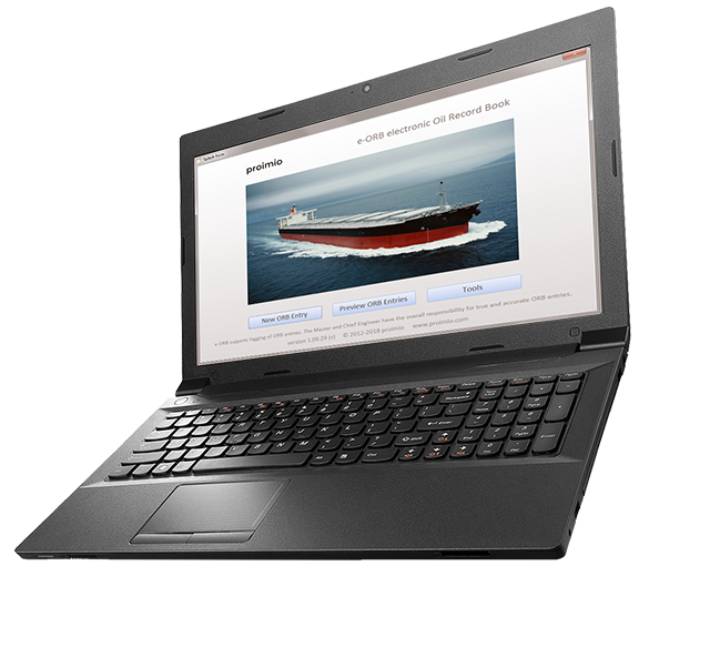 e-orb.gr e-ORB electronic Oil Record Book Software Laptop eORB Welcome Screen